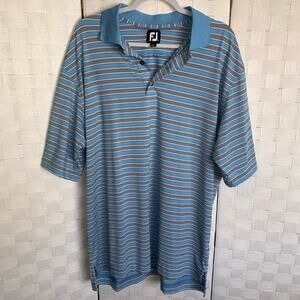 FootJoy Mens Golf Polo Shirt Performance Size XL Blue Black Striped Sporty